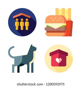 dog icon set. vector set about cat, shelter and fast food icons set.