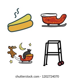 dog icon set. vector set about hot dog, walker and sled icons set.