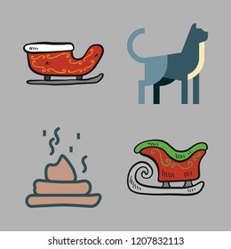 dog icon set. vector set about sled, poop and cat icons set.