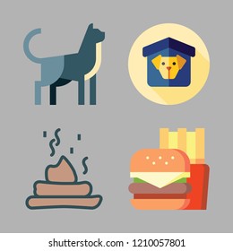 dog icon set. vector set about fast food, poop, shelter and cat icons set.