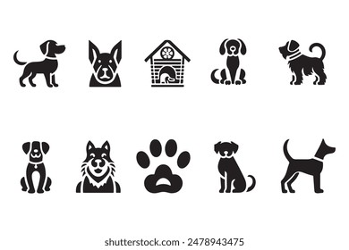 Hunde-Icon-Satz Vektorillustration Silhouette