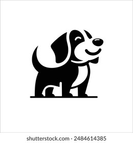 Icono de perro silhoutte estilo de Vector con fondo blanco