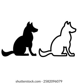 dog icon, simple flat style, illustration, logo sign symbol pictogram template, for ui or ux isolated on white for mobile app, editable