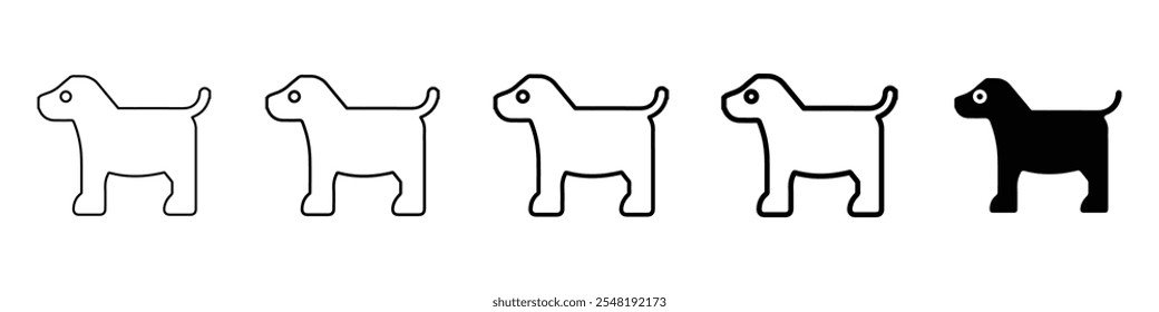 Icono de perro Simple delgada línea logo conjunto