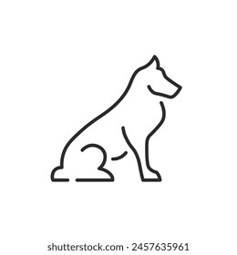 Dog icon. A simplified representation of a seated dog, often a symbol of loyalty, companionship, and domestic life. Perfect for use in pet care, veterinary services. Vector illustration 