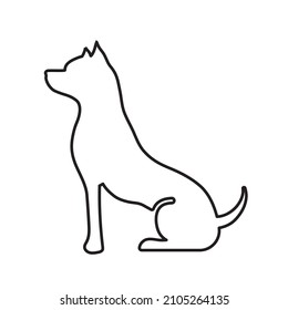 Hundesymbol, Hund sitzend die Umrisssymbol, schwarz-weiß, Vektorgrafik