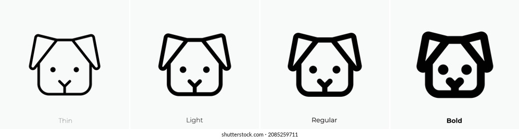 dog icon. Thin, Light Regular And Bold style design isolated on white background