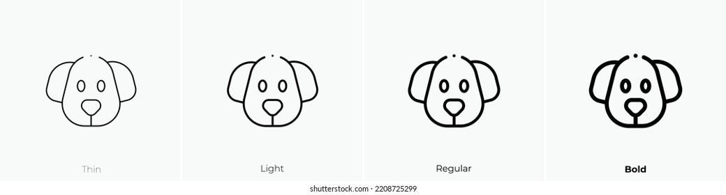 dog icon. Thin, Light Regular And Bold style design isolated on white background