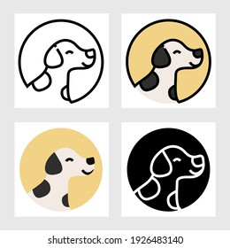 diseño vectorial de icono de perro en línea fina, contorno y estilo plano.