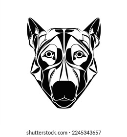Icono de perro. Ilustración vectorial eps 10. La cabeza de un perro se muestra en blanco y negro, con un patrón geométrico en su lado