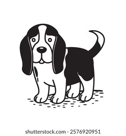 Dog icon vector, Vector silhouette of dog on white background