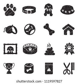 Dog Icons. Black Scribble Design. Vector Illustration.