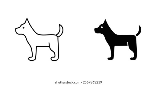Dog icons collection in Filled flat and thin line style.