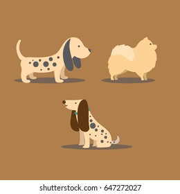 Dog icons collection various colored types ornament