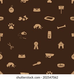dog icons seamless brown pattern eps10