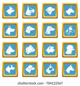 Dog icons set in azur color isolated vector illustration for web and any design