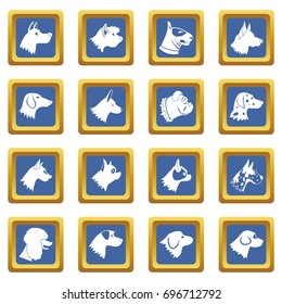 Dog icons set in blue color isolated vector illustration for web and any design