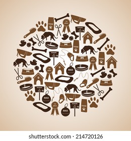 dog icons set in circle eps10