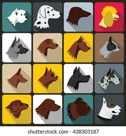 Dog Icons set, flat style