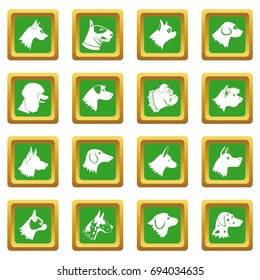 Dog icons set in green color isolated vector illustration for web and any design