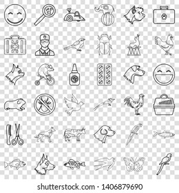 Dog icons set. Outline style of 36 dog vector icons for web for any design