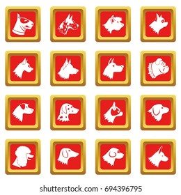 Dog icons set in red color isolated vector illustration for web and any design