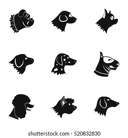 Dog icons set. Simple illustration of 9 dog vector icons for web