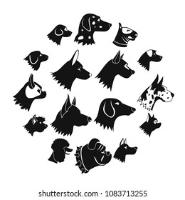 Dog Icons set in simple style isolated on white background