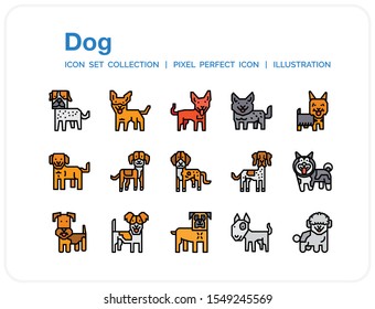 Dog Icons Set. UI Pixel Perfect Well-crafted Vector Thin Line Icons. The illustrations are a vector.