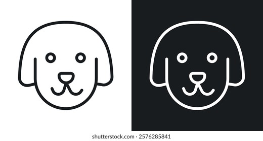 Dog icons in thin black and white stroke liner style