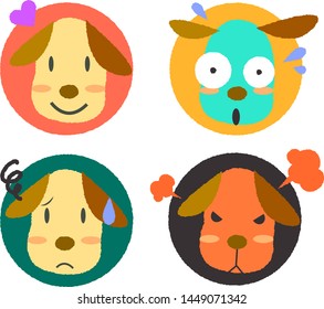  dog icons of various emotion