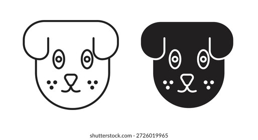 Dog icons vector symbol with editable stroke and flat versions