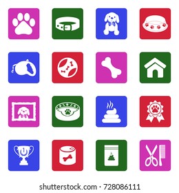 Dog Icons. White Flat Design In Square. Vector Illustration. 