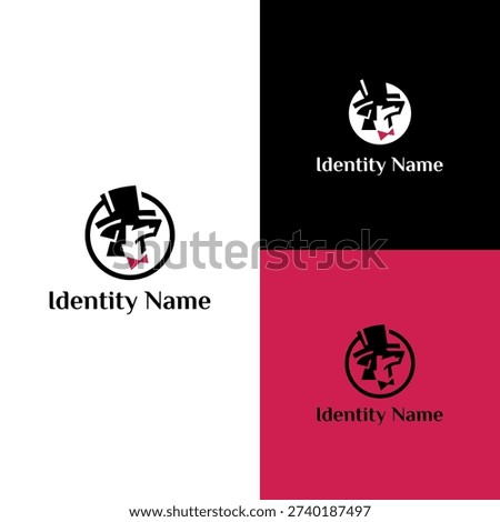 Dog Identity Logo Template featuring Smart Puppy in Top Hat and Bowtie Silhouette