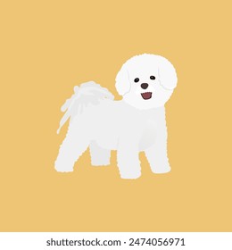 Hunde-Illustration, Zeichentrickhund, Bichon stehende weiße Farbe Hund, Tier-Set, niedliches Hund