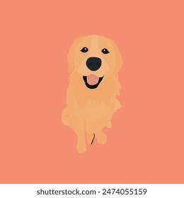 Dog illustration, cartoon dog, Golden Retriever sitting gold color dog, animal set, cute doggy