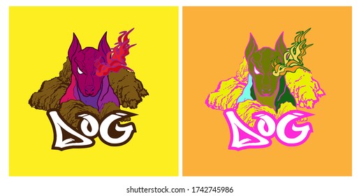 Dog illustration design for sukajan is mean japan traditional cloth or t-shirt with digital hand drawn