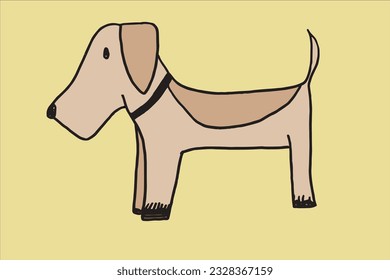 Imagen de la ilustración del perro. 
Dibujo manual de imágenes de un perro. 
Simple y lindo logo original.
Ilustración vectorial dibujada a mano para afiches, tarjetas, camisetas.