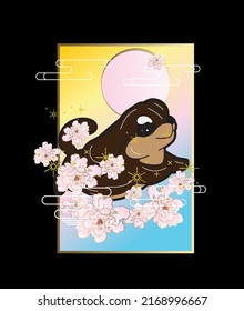 dog illustration with japanese style for kaijune event