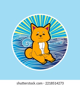 dog illustration with japanese style for kaijune event, notebook, logo