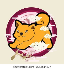 dog illustration with japanese style for kaijune event, notebook, logo