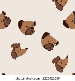 Hunde-Illustrationsmuster Grafik-Design Vektorgrafik-Allover Junge Mädchen Kinder Trend Baby-Mode süße Tier 