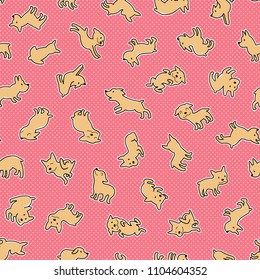 Dog illustration pattern,
I made the illustration of a pretty dog
I continue seamlessly 
