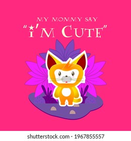dog illustration with text i'm cute for kids background