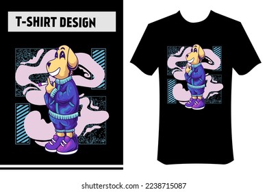 dog illustration for t-shirt, dog smoking, with street wear concept. vector illustration. suitable for clothing designs, t-shirts, apparel, hoodies, stickers, posters.