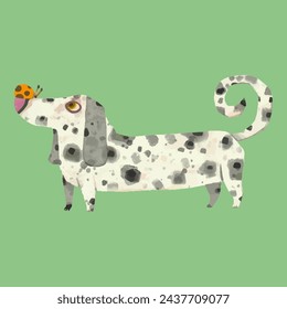 Dog illustration. watercolor painting. animals.