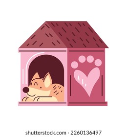 dog inside house icon white background