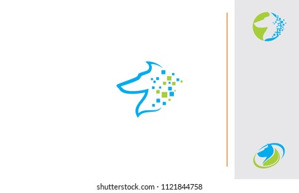 dog internet technology logo vector icon