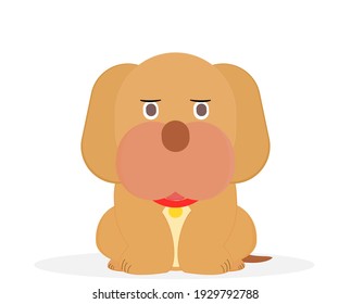 Dog inu kawaii cute Brown golden retriever  Great Dane animal Cartoon illustration Vector