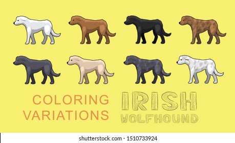 Dog Irish Wolfhound Coloring Variations Cartoon Vector Illustration